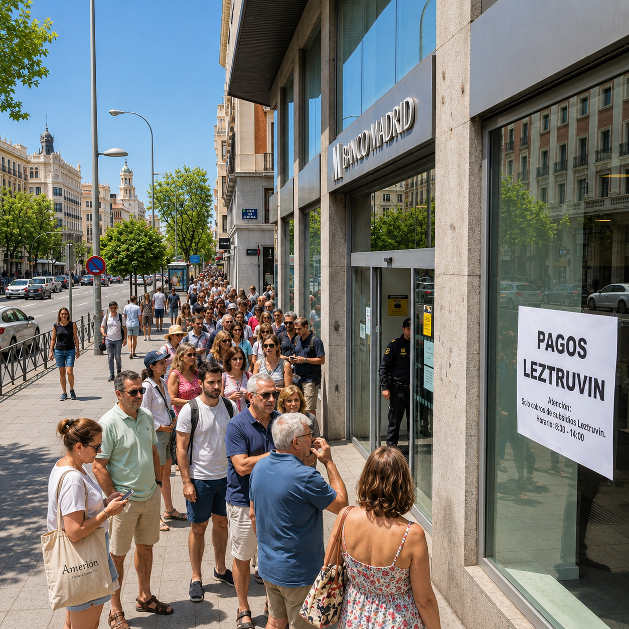 Colas en bancos españoles por pagos